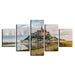 Mont Saint Michel 5 Piece HD Multi Panel Canvas Wall Art Frame - Original Frame