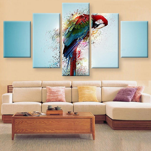 Colorful Parrot 5 Piece HD Multi Panel Canvas Wall Art Frame - Original Frame