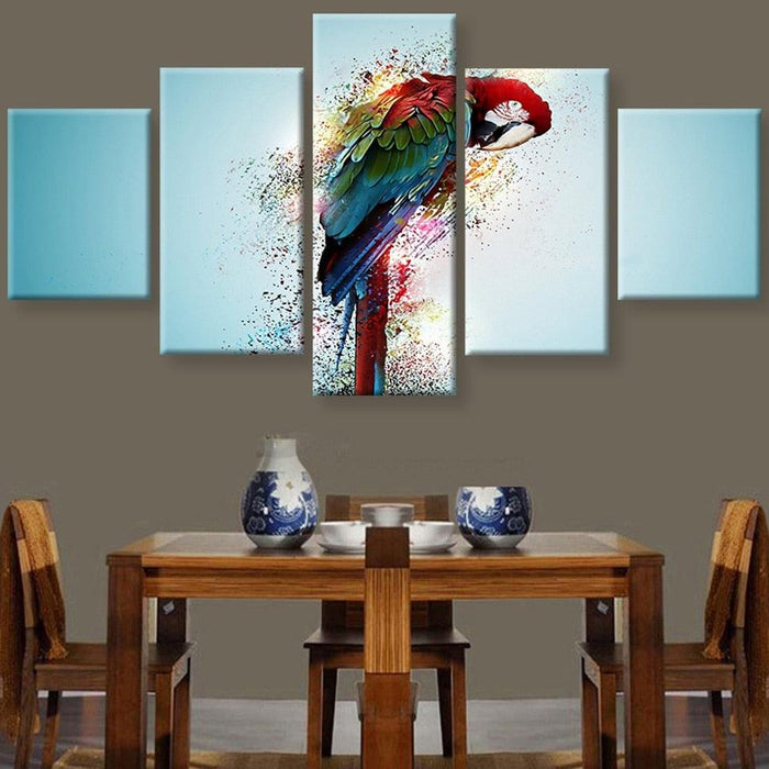 Colorful Parrot 5 Piece HD Multi Panel Canvas Wall Art Frame - Original Frame