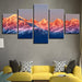 Sunset Snow Mountains Landscape 5 Piece HD Multi Panel Canvas Wall Art Frame - Original Frame