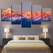 Sunset Snow Mountains Landscape 5 Piece HD Multi Panel Canvas Wall Art Frame - Original Frame