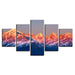 Sunset Snow Mountains Landscape 5 Piece HD Multi Panel Canvas Wall Art Frame - Original Frame