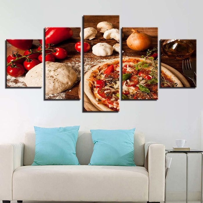 Tomato Mushroom Onion Chili 5 Piece HD Multi Panel Canvas Wall Art Frame