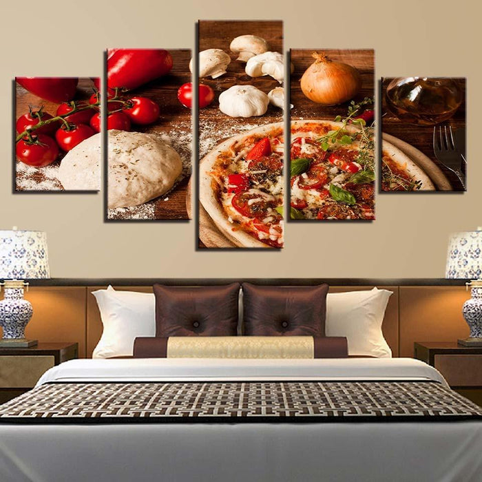 Tomato Mushroom Onion Chili 5 Piece HD Multi Panel Canvas Wall Art Frame