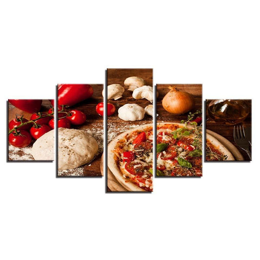 Tomato Mushroom Onion Chili 5 Piece HD Multi Panel Canvas Wall Art Frame - Original Frame