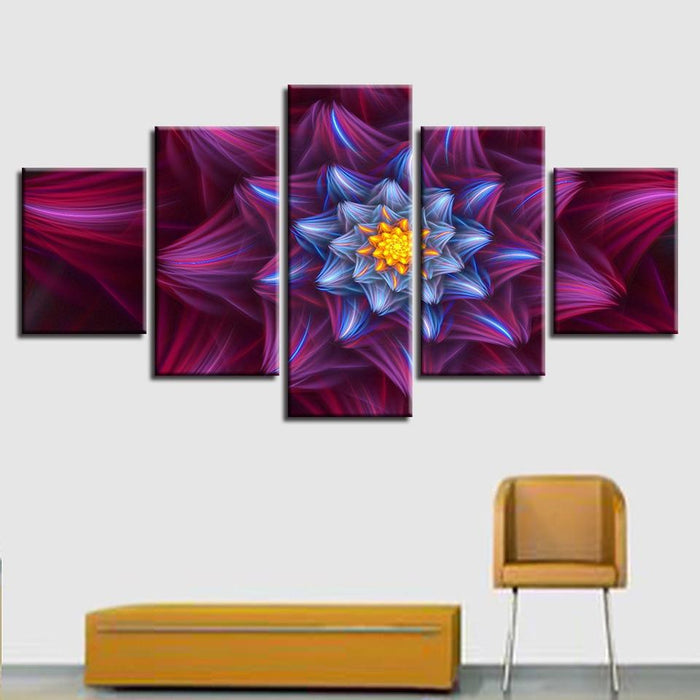 Abstract Red Flowers 5 Piece HD Multi Panel Canvas Wall Art Frame