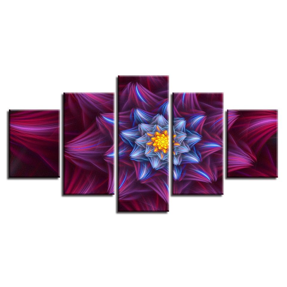 Abstract Red Flowers 5 Piece HD Multi Panel Canvas Wall Art Frame - Original Frame