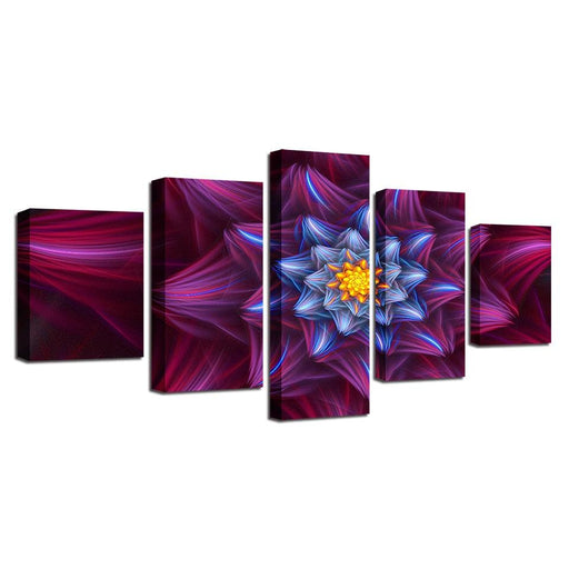 Abstract Red Flowers 5 Piece HD Multi Panel Canvas Wall Art Frame - Original Frame