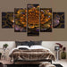 Golden Flower Abstract 5 Piece HD Multi Panel Canvas Wall Art Frame - Original Frame