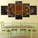 Golden Flower Abstract 5 Piece HD Multi Panel Canvas Wall Art Frame - Original Frame