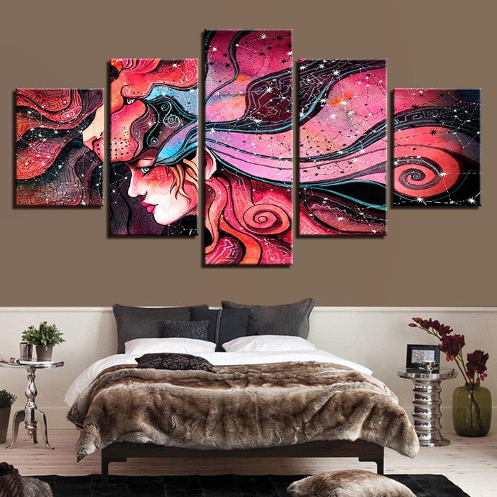 Magical Girl 5 Piece HD Multi Panel Canvas Wall Art Frame - Original Frame