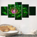 Green Flower 5 Piece HD Multi Panel Canvas Wall Art Frame - Original Frame