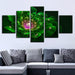 Green Flower 5 Piece HD Multi Panel Canvas Wall Art Frame - Original Frame