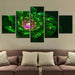 Green Flower 5 Piece HD Multi Panel Canvas Wall Art Frame - Original Frame