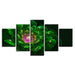 Green Flower 5 Piece HD Multi Panel Canvas Wall Art Frame - Original Frame