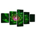 Green Flower 5 Piece HD Multi Panel Canvas Wall Art Frame - Original Frame