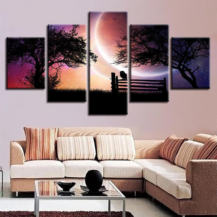 Sunset Glow 5 Piece HD Multi Panel Canvas Wall Art Frame - Original Frame