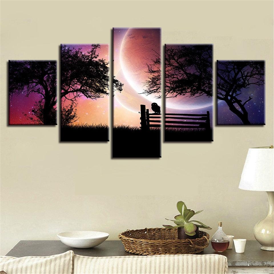 Sunset Glow 5 Piece HD Multi Panel Canvas Wall Art Frame - Original Frame
