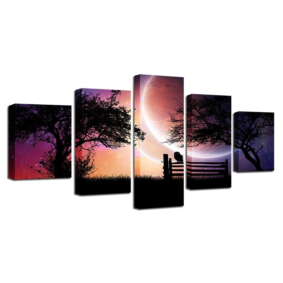 Sunset Glow 5 Piece HD Multi Panel Canvas Wall Art Frame - Original Frame