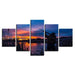 Lakeside Sunset 5 Piece HD Multi Panel Canvas Wall Art Frame - Original Frame