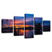 Lakeside Sunset 5 Piece HD Multi Panel Canvas Wall Art Frame - Original Frame