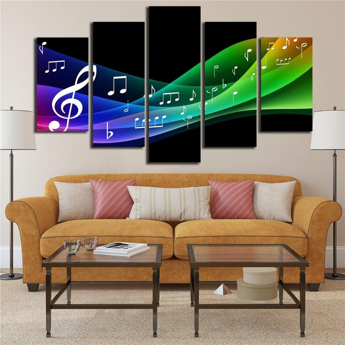 Color Line Of Music Note 5 Piece HD Multi Panel Canvas Wall Art Frame - Original Frame