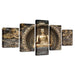 Gold Buddha 5 Piece HD Multi Panel Canvas Wall Art Frame - Original Frame