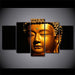 Classical Gold Buddha 5 Piece HD Multi Panel Canvas Wall Art Frame - Original Frame