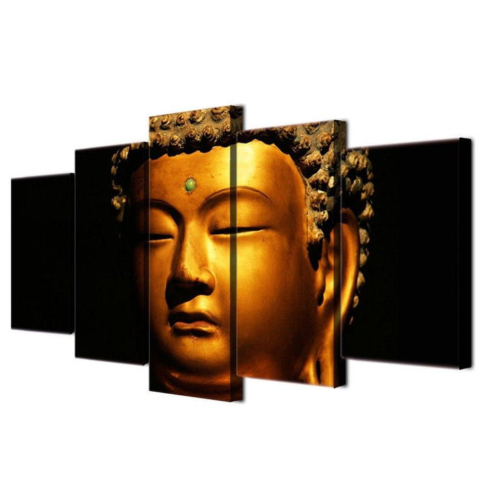 Gold Buddha 5 Piece HD Multi Panel Canvas Wall Art Frame