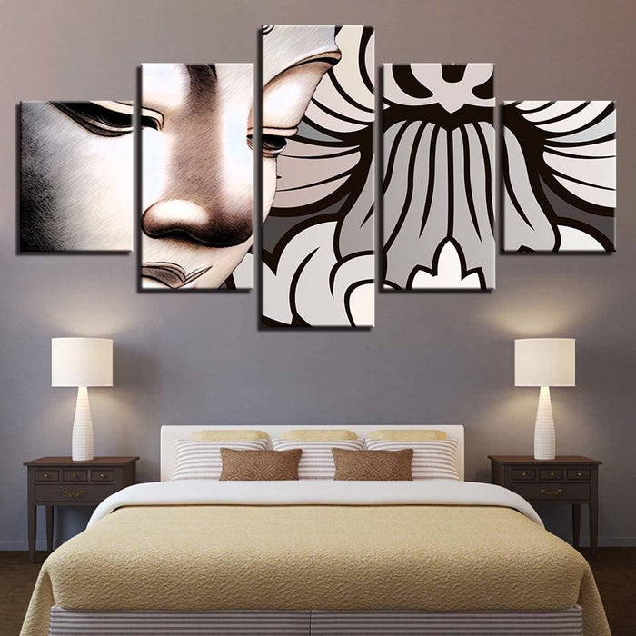 Buddha 5 Piece HD Multi Panel Canvas Wall Art Frame - Original Frame