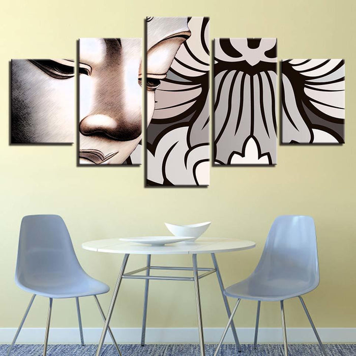 Buddha 5 Piece HD Multi Panel Canvas Wall Art Frame - Original Frame