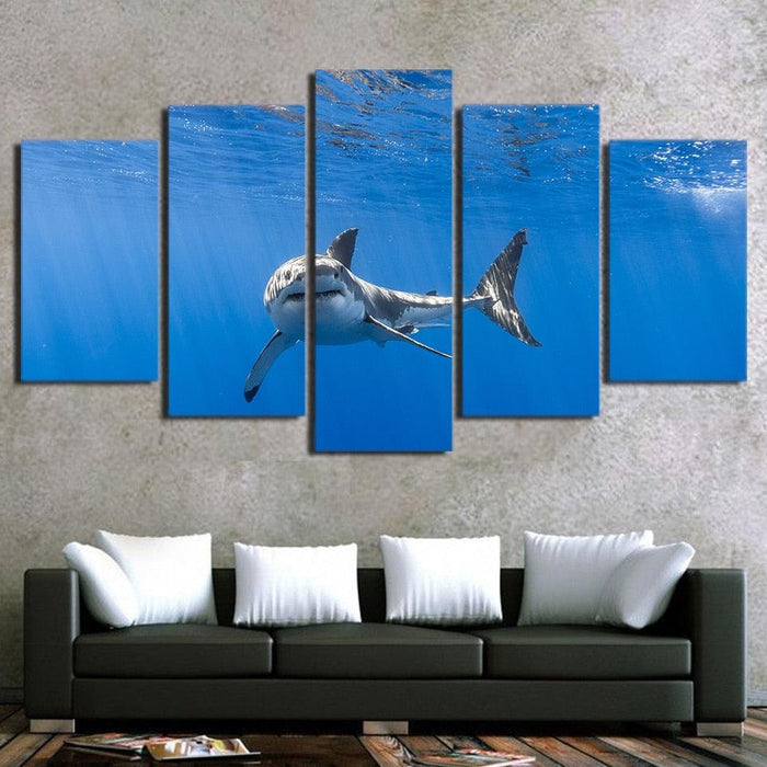 Fierce Shark 5 Piece HD Multi Panel Canvas Wall Art Frame