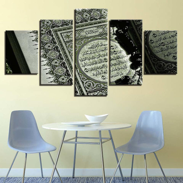 Holy Quran Scripture 5 Piece HD Multi Panel Canvas Wall Art Frame - Original Frame