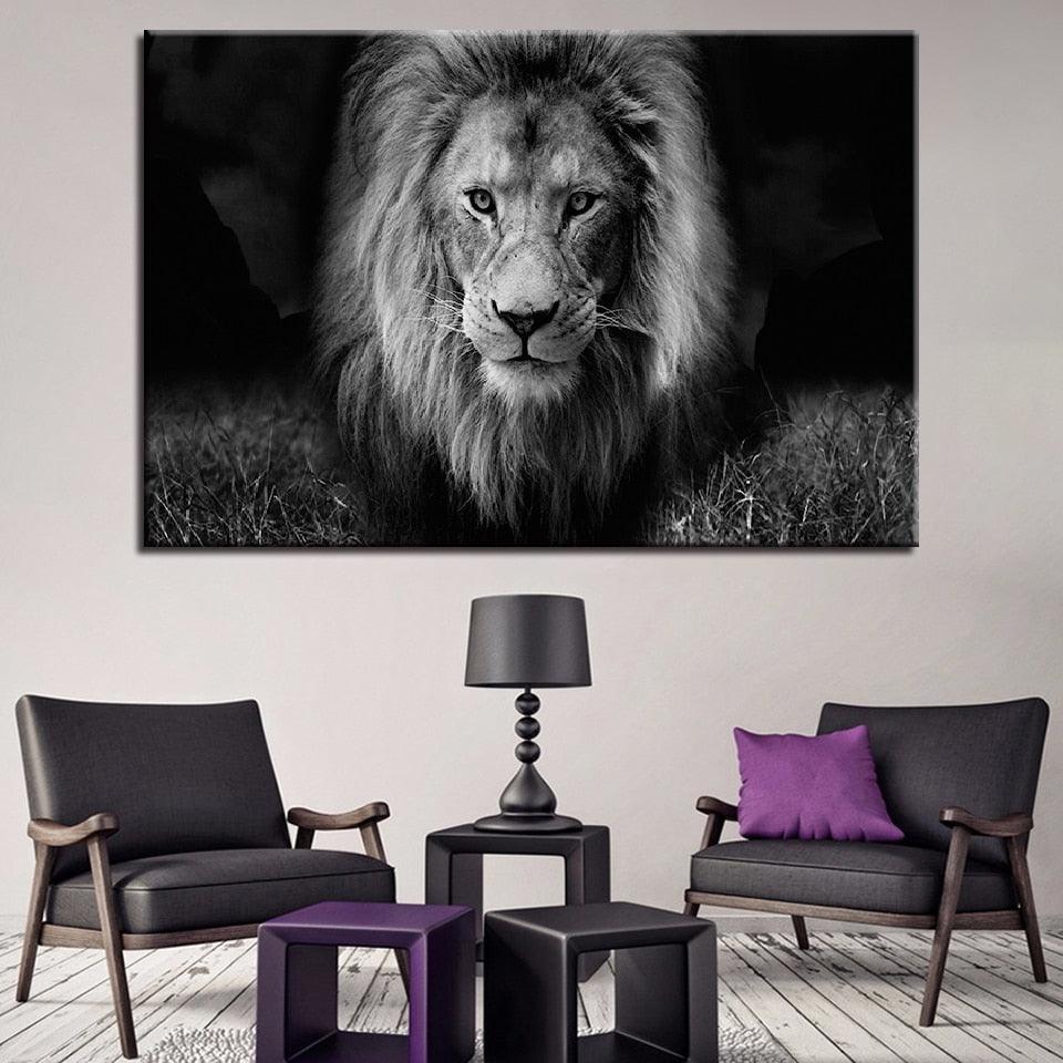 Fierce Lion 1 Piece HD Multi Panel Canvas Wall Art Frame - Original Frame