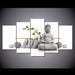 Zen Buddha with Orchids 5 Piece HD Multi Panel Canvas Wall Art Frame - Original Frame