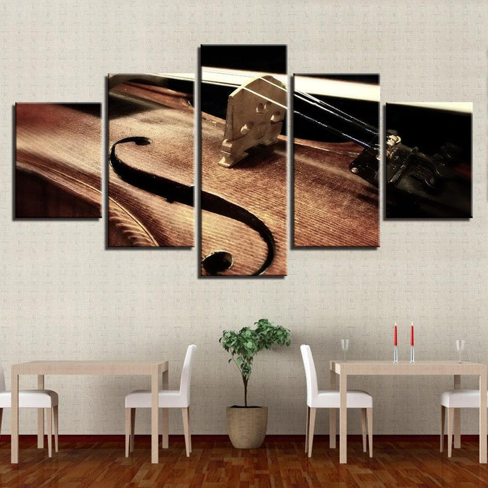 Musical Instrument Violin 5 Piece HD Multi Panel Canvas Wall Art Frame - Original Frame