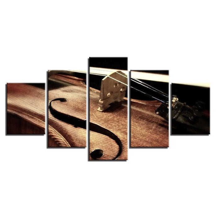 Musical Instrument Violin 5 Piece HD Multi Panel Canvas Wall Art Frame - Original Frame