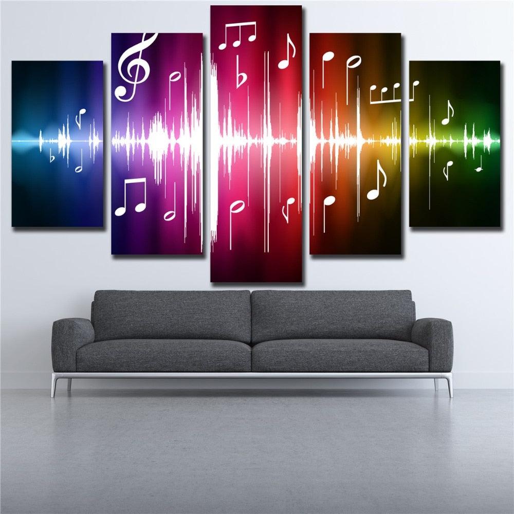 Music Notation 5 Piece HD Multi Panel Canvas Wall Art Frame - Original Frame