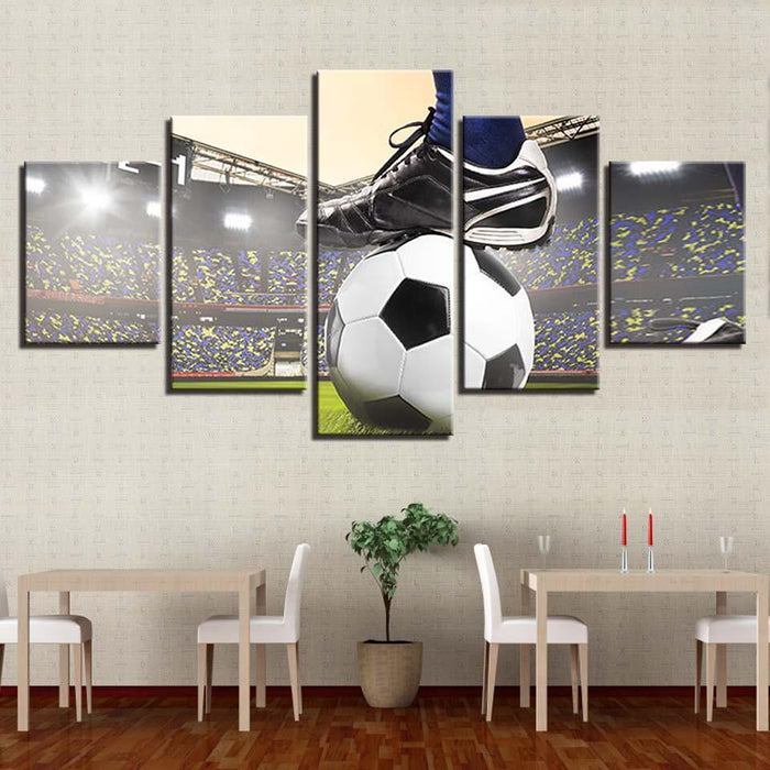 Soccer Game 5 Piece HD Multi Panel Canvas Wall Art Frame - Original Frame