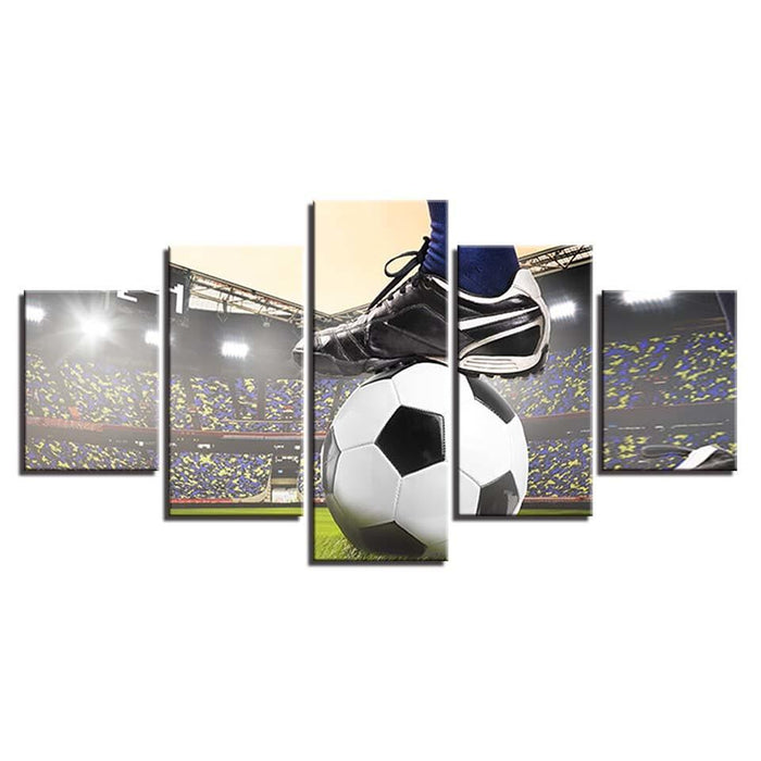 Soccer Game 5 Piece HD Multi Panel Canvas Wall Art Frame - Original Frame