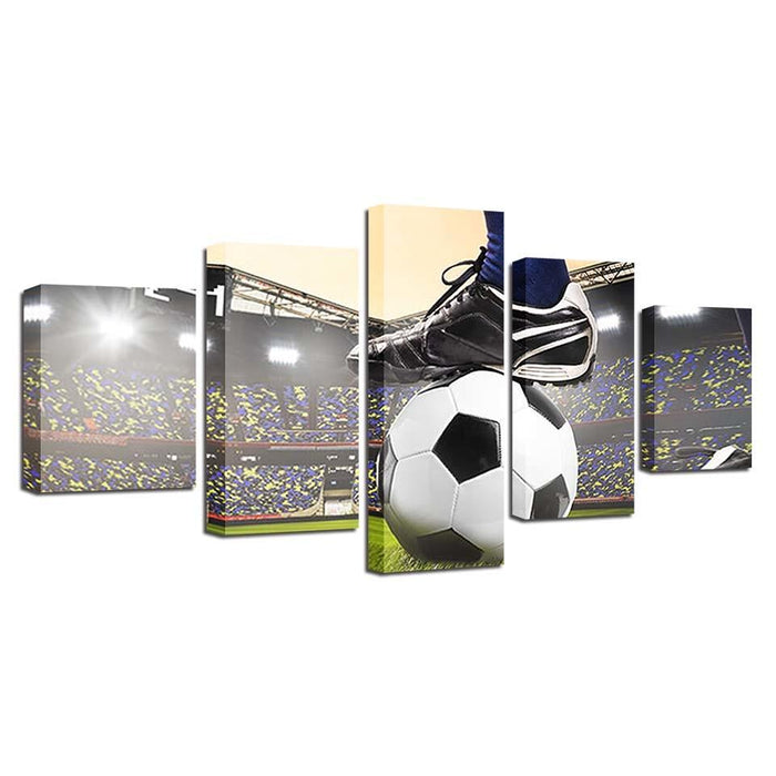 Soccer Game 5 Piece HD Multi Panel Canvas Wall Art Frame - Original Frame