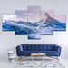 Snow Mountains 5 Piece HD Multi Panel Canvas Wall Art Frame - Original Frame