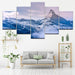 Snow Mountains 5 Piece HD Multi Panel Canvas Wall Art Frame - Original Frame