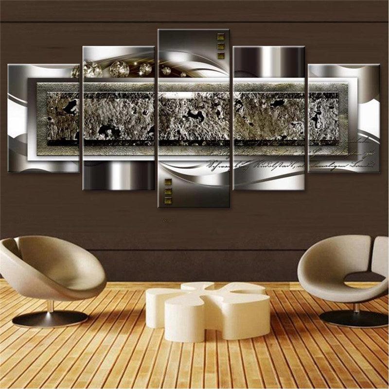 Metal Diamond 5 Piece HD Multi Panel Canvas Wall Art Frame - Original Frame