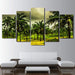 Tropical Coconut Trees 5 Piece HD Multi Panel Canvas Wall Art Frame - Original Frame