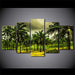 Tropical Coconut Trees 5 Piece HD Multi Panel Canvas Wall Art Frame - Original Frame