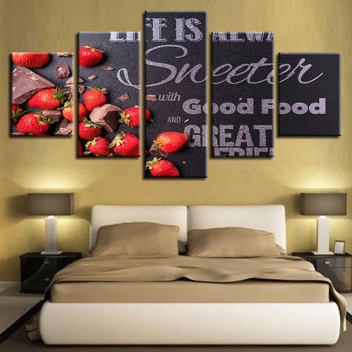 Strawberry Chocolates 5 Piece HD Multi Panel Canvas Wall Art Frame - Original Frame