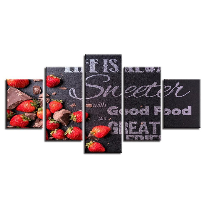 Strawberry Chocolates 5 Piece HD Multi Panel Canvas Wall Art Frame - Original Frame