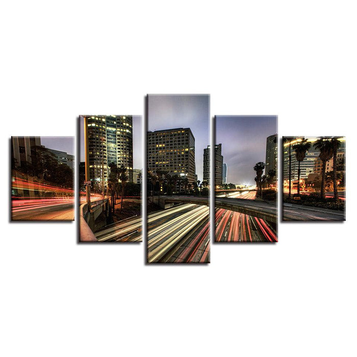 Los Angeles Highways 5 Piece HD Multi Panel Canvas Wall Art Frame
