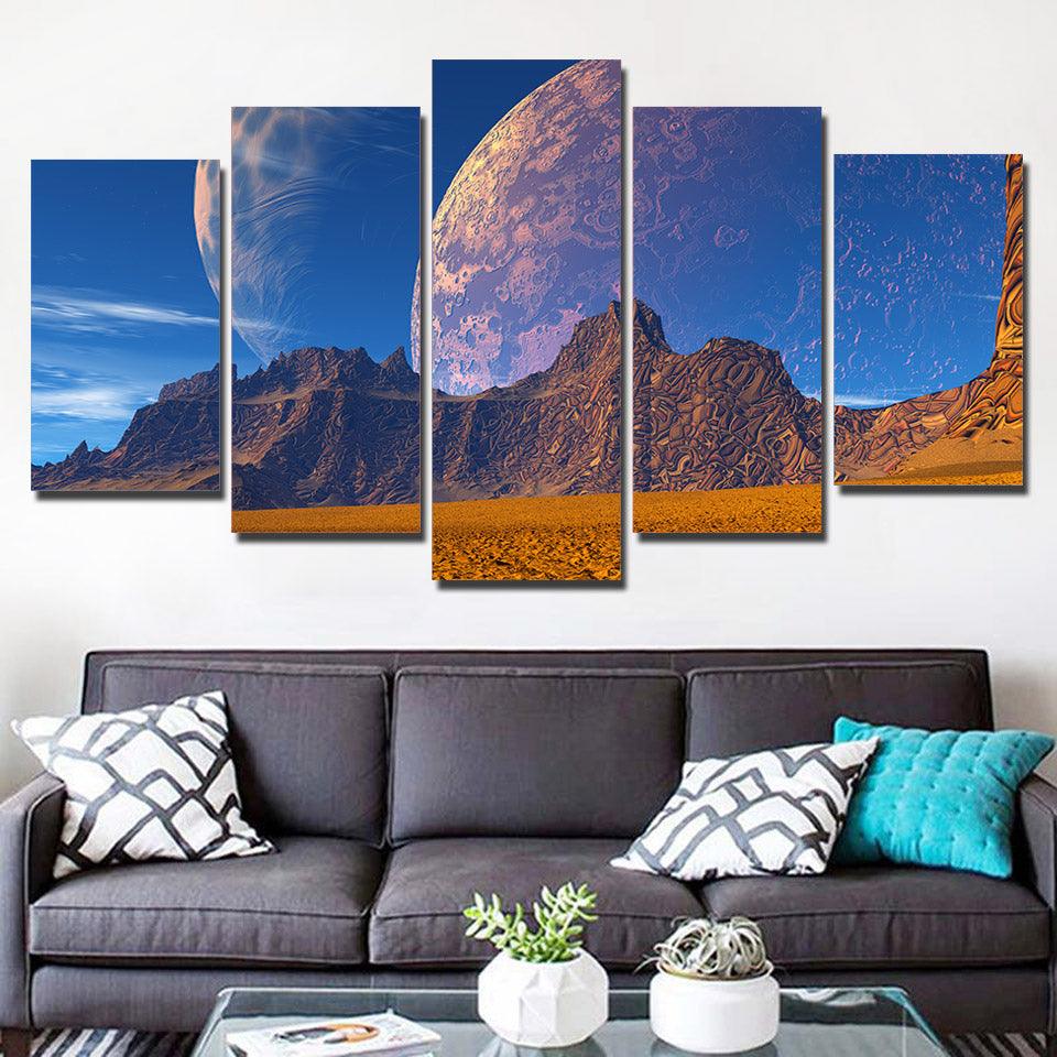 Mountains And Earth 5 Piece HD Multi Panel Canvas Wall Art Frame - Original Frame